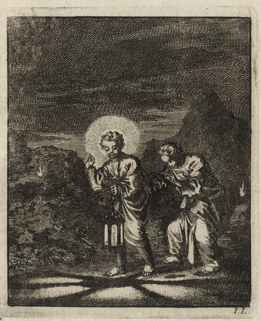 An illustration from Jezus en de Ziel : een geestelyke Spiegel voor't gemoed, bestaande in veertig aangenaame en stichtelyke Zinnebeelde : vervat in drie deelen, 1722, leaf 60