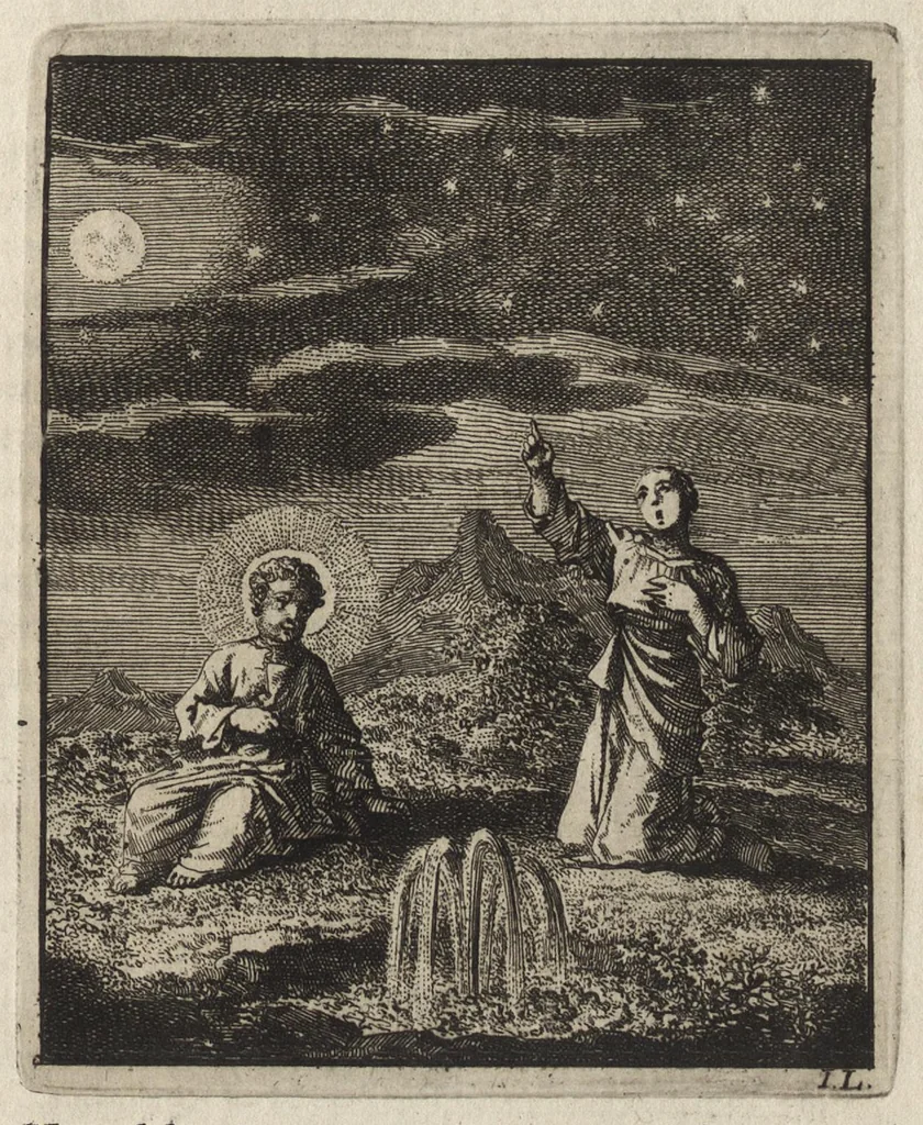 An illustration from Jezus en de Ziel : een geestelyke Spiegel voor't gemoed, bestaande in veertig aangenaame en stichtelyke Zinnebeelde : vervat in drie deelen, 1722, leaf 86