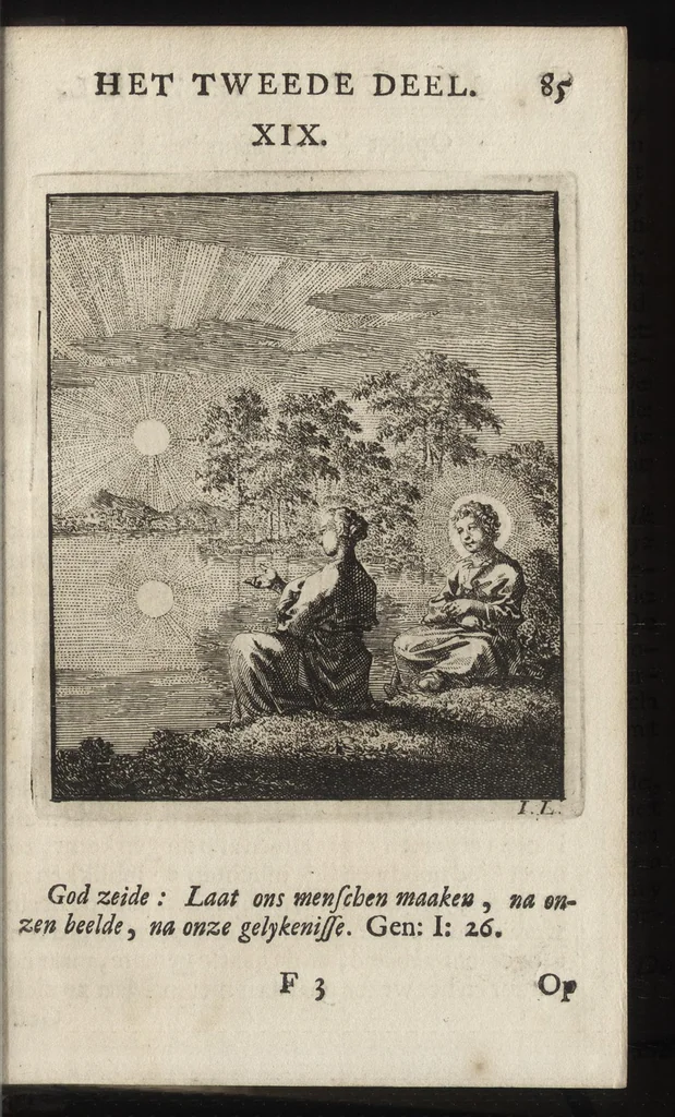 An illustration from Jezus en de Ziel : een geestelyke Spiegel voor't gemoed, bestaande in veertig aangenaame en stichtelyke Zinnebeelde : vervat in drie deelen, 1722, leaf 90