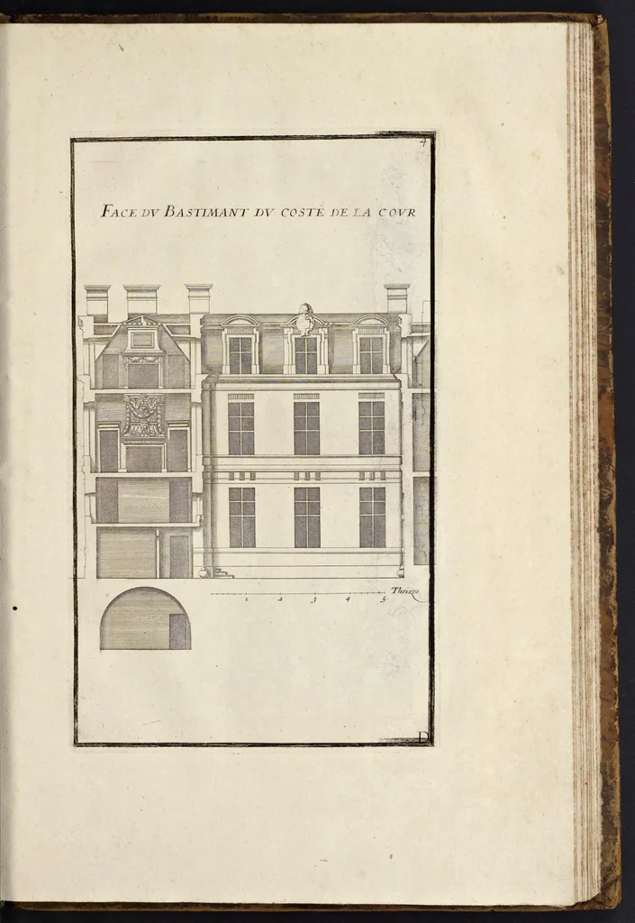 An illustration from Maniere de bien bastir pour toutes sortes de personnes. Contenant les moyens d'elever des bastimens de toutes grandeurs, d'y faire tous les ornemens, commoditez & détachemens qui s'y peuvent souhaiter. Ensemble des desseins pour bastir regulierement sur toute sorte de place, 1681, leaf 130