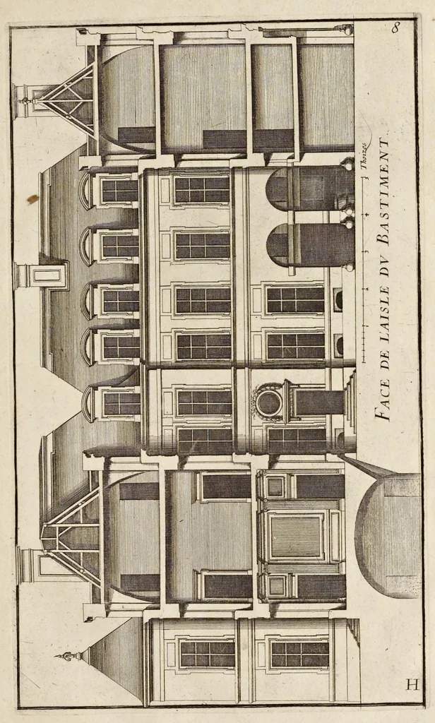An illustration from Maniere de bien bastir pour toutes sortes de personnes. Contenant les moyens d'elever des bastimens de toutes grandeurs, d'y faire tous les ornemens, commoditez & détachemens qui s'y peuvent souhaiter. Ensemble des desseins pour bastir regulierement sur toute sorte de place, 1681, leaf 138