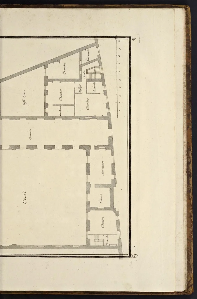 An illustration from Maniere de bien bastir pour toutes sortes de personnes. Contenant les moyens d'elever des bastimens de toutes grandeurs, d'y faire tous les ornemens, commoditez & détachemens qui s'y peuvent souhaiter. Ensemble des desseins pour bastir regulierement sur toute sorte de place, 1681, leaf 210