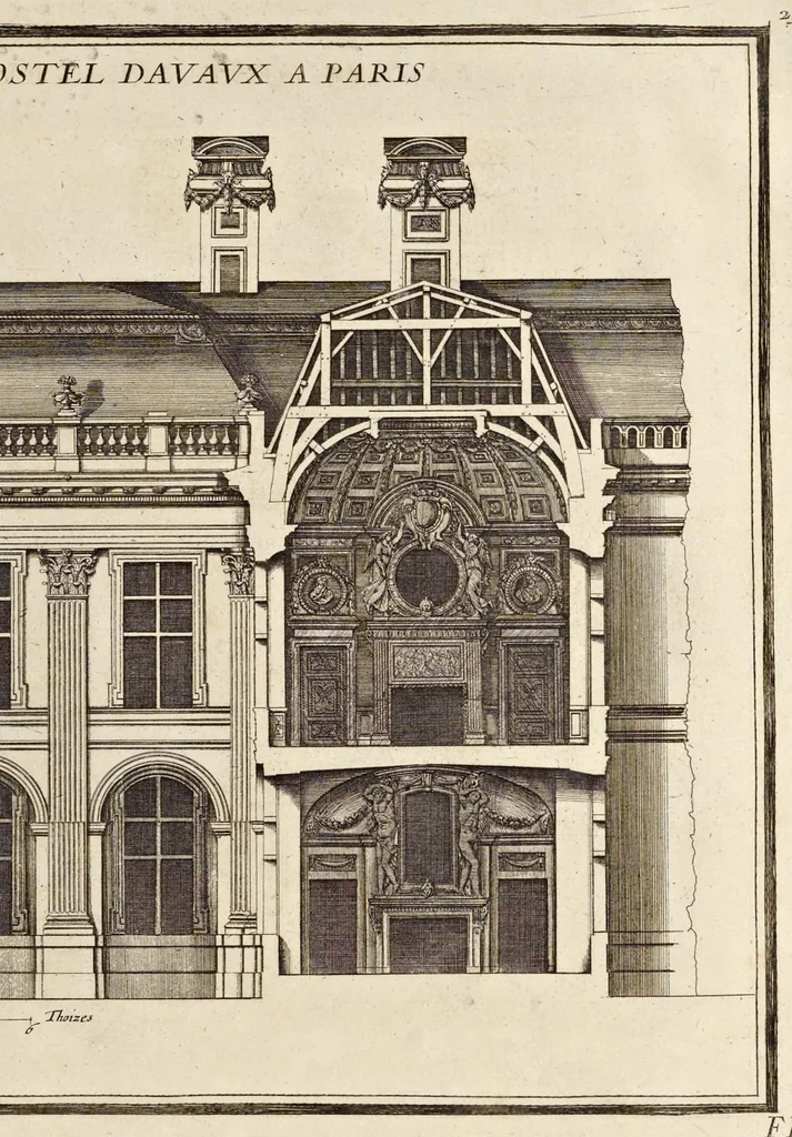 An illustration from Maniere de bien bastir pour toutes sortes de personnes. Contenant les moyens d'elever des bastimens de toutes grandeurs, d'y faire tous les ornemens, commoditez & détachemens qui s'y peuvent souhaiter. Ensemble des desseins pour bastir regulierement sur toute sorte de place, 1681, leaf 218
