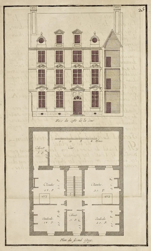 An illustration from Maniere de bien bastir pour toutes sortes de personnes. Contenant les moyens d'elever des bastimens de toutes grandeurs, d'y faire tous les ornemens, commoditez & détachemens qui s'y peuvent souhaiter. Ensemble des desseins pour bastir regulierement sur toute sorte de place, 1681, leaf 50
