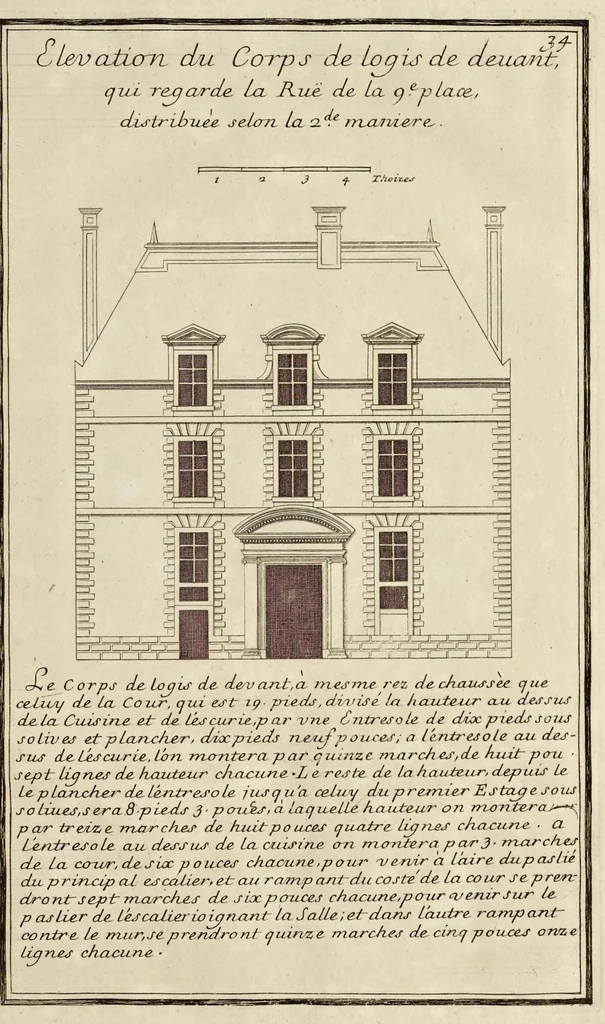 An illustration from Maniere de bien bastir pour toutes sortes de personnes. Contenant les moyens d'elever des bastimens de toutes grandeurs, d'y faire tous les ornemens, commoditez & détachemens qui s'y peuvent souhaiter. Ensemble des desseins pour bastir regulierement sur toute sorte de place, 1681, leaf 64