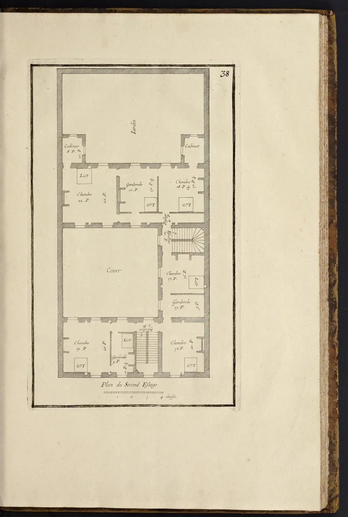 An illustration from Maniere de bien bastir pour toutes sortes de personnes. Contenant les moyens d'elever des bastimens de toutes grandeurs, d'y faire tous les ornemens, commoditez & détachemens qui s'y peuvent souhaiter. Ensemble des desseins pour bastir regulierement sur toute sorte de place, 1681, leaf 70