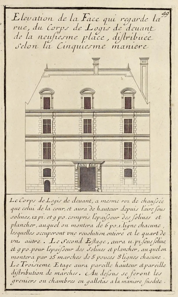 An illustration from Maniere de bien bastir pour toutes sortes de personnes. Contenant les moyens d'elever des bastimens de toutes grandeurs, d'y faire tous les ornemens, commoditez & détachemens qui s'y peuvent souhaiter. Ensemble des desseins pour bastir regulierement sur toute sorte de place, 1681, leaf 88