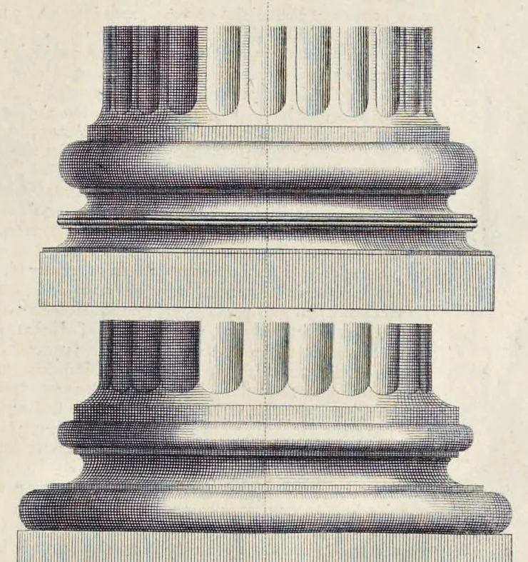 An illustration from Les dix livres d'architecture de Vitruve : corrigez et traduits nouvellement en françois, avec des notes & des figures, 1684, leaf 112