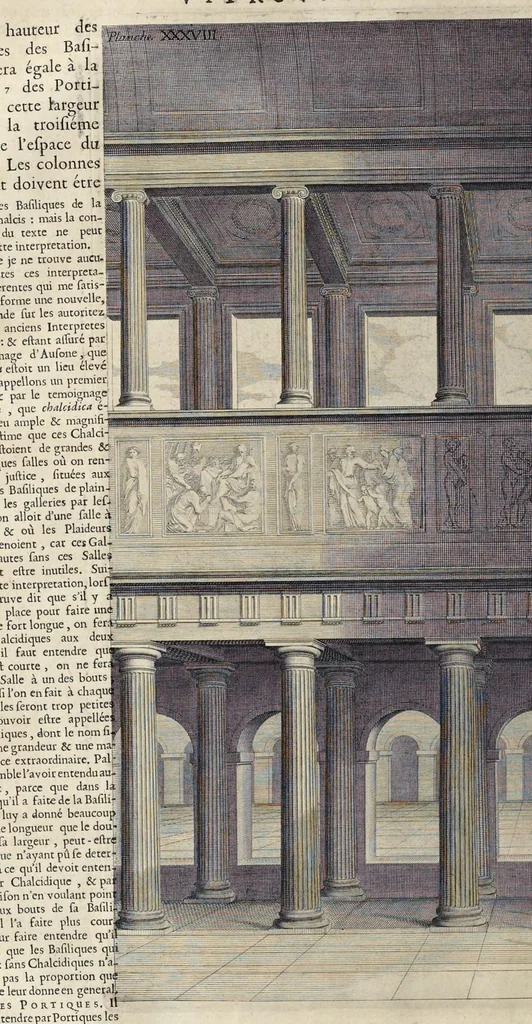 An illustration from Les dix livres d'architecture de Vitruve : corrigez et traduits nouvellement en françois, avec des notes & des figures, 1684, leaf 173