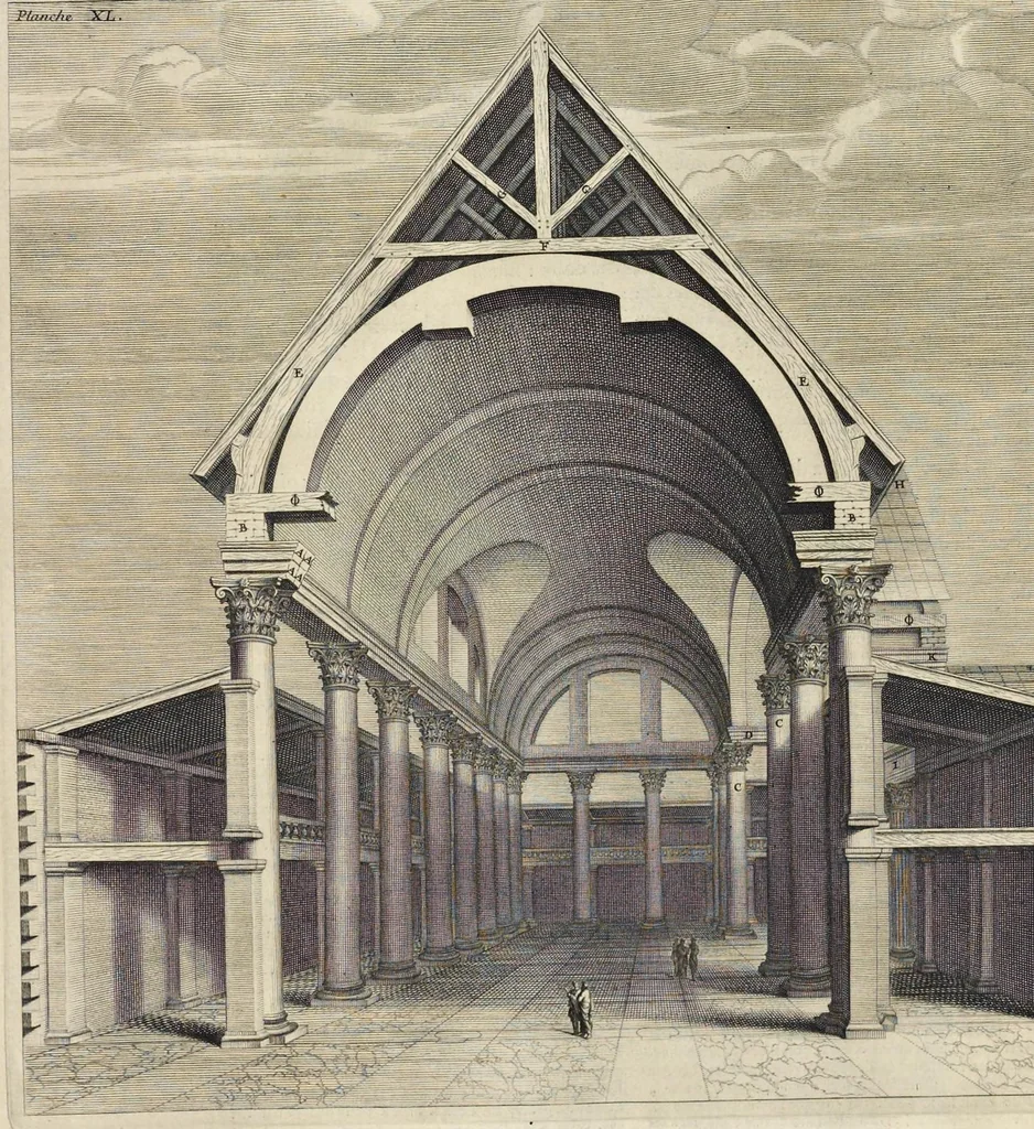 An illustration from Les dix livres d'architecture de Vitruve : corrigez et traduits nouvellement en françois, avec des notes & des figures, 1684, leaf 177