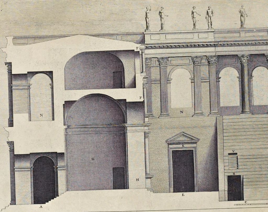 An illustration from Les dix livres d'architecture de Vitruve : corrigez et traduits nouvellement en françois, avec des notes & des figures, 1684, leaf 197