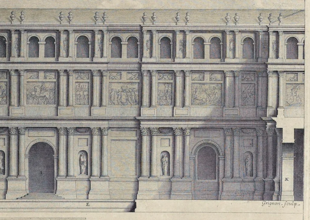 An illustration from Les dix livres d'architecture de Vitruve : corrigez et traduits nouvellement en françois, avec des notes & des figures, 1684, leaf 202