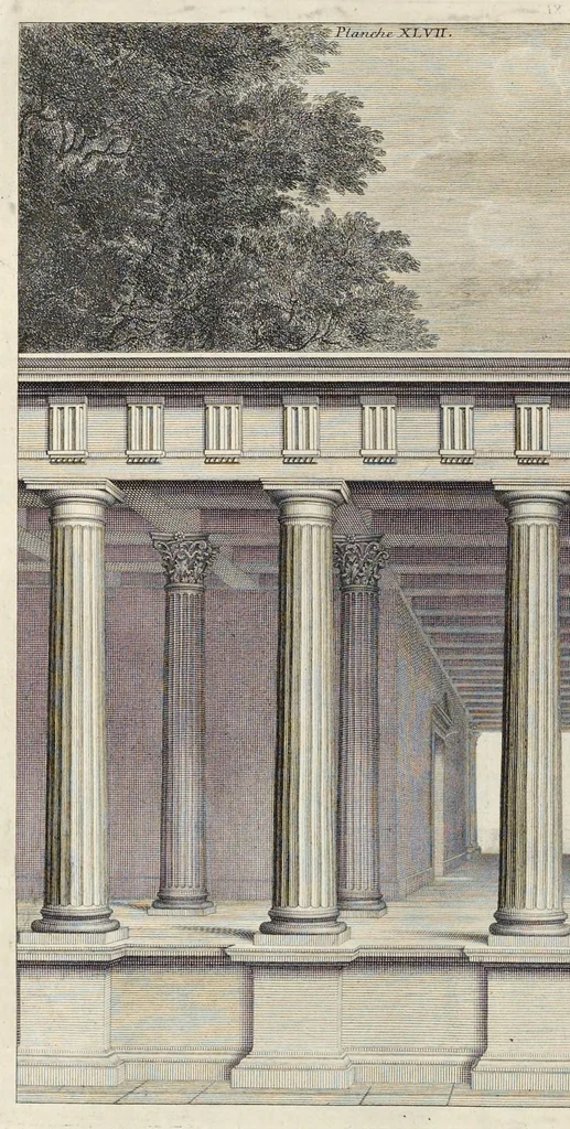 An illustration from Les dix livres d'architecture de Vitruve : corrigez et traduits nouvellement en françois, avec des notes & des figures, 1684, leaf 209