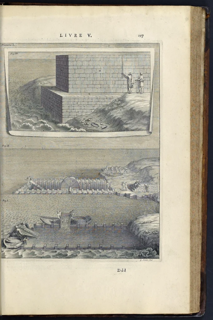 An illustration from Les dix livres d'architecture de Vitruve : corrigez et traduits nouvellement en françois, avec des notes & des figures, 1684, leaf 220