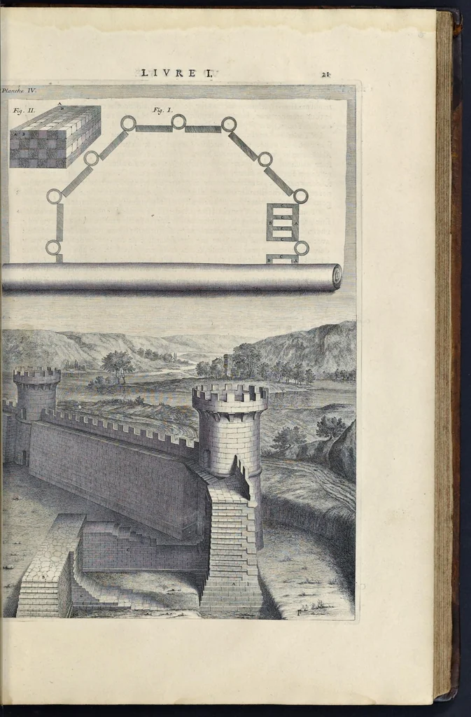An illustration from Les dix livres d'architecture de Vitruve : corrigez et traduits nouvellement en françois, avec des notes & des figures, 1684, leaf 44