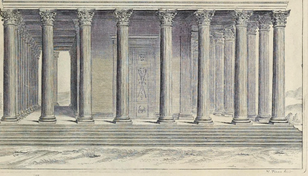 An illustration from Les dix livres d'architecture de Vitruve : corrigez et traduits nouvellement en françois, avec des notes & des figures, 1684, leaf 92