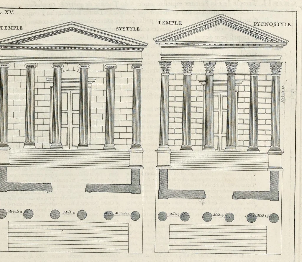 An illustration from Les dix livres d'architecture de Vitruve : corrigez et traduits nouvellement en françois, avec des notes & des figures, 1684, leaf 98