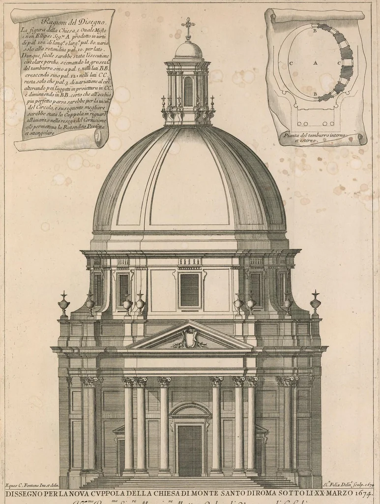 An illustration from Insignium Romae templorum prospectus exteriores interioresque a celebrioribus architectis inventi : nunc tandem suis cum plantis ac mensuris a Io. Iacobo de Rubeis Romano suis typis in lucem editi ad aedem Pacis : cum privilegio Summi Pontificis, anno MDCLXXXIII, 1683, leaf 120