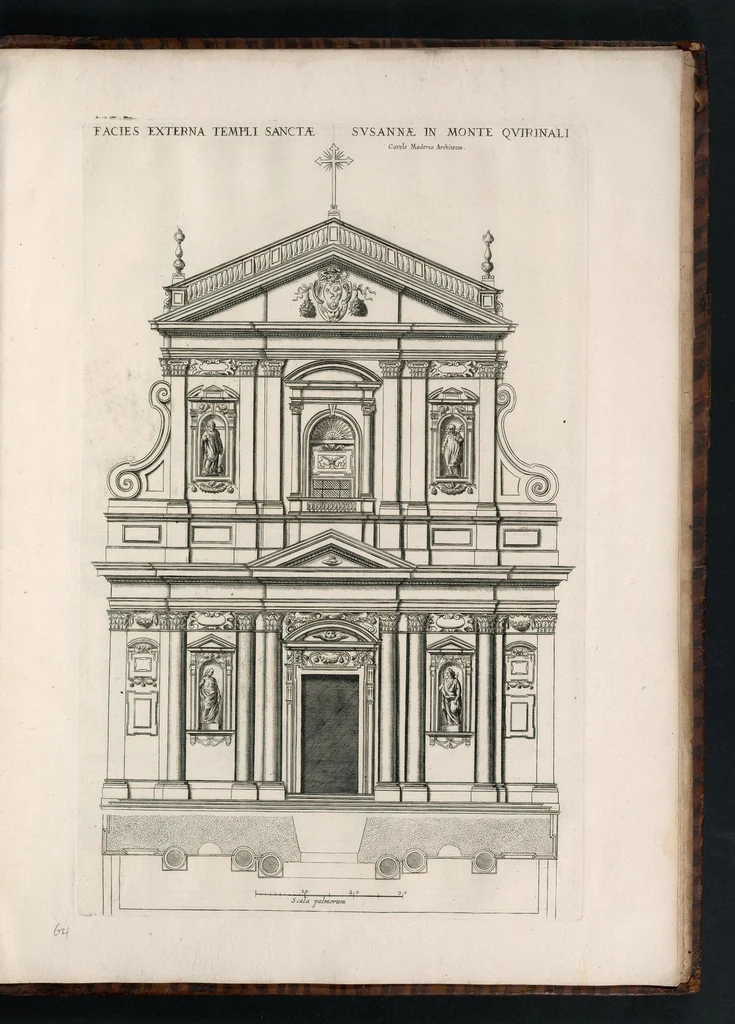 An illustration from Insignium Romae templorum prospectus exteriores interioresque a celebrioribus architectis inventi : nunc tandem suis cum plantis ac mensuris a Io. Iacobo de Rubeis Romano suis typis in lucem editi ad aedem Pacis : cum privilegio Summi Pontificis, anno MDCLXXXIII, 1683, leaf 144