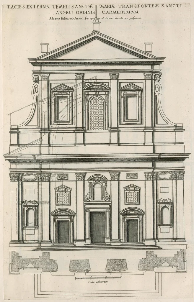An illustration from Insignium Romae templorum prospectus exteriores interioresque a celebrioribus architectis inventi : nunc tandem suis cum plantis ac mensuris a Io. Iacobo de Rubeis Romano suis typis in lucem editi ad aedem Pacis : cum privilegio Summi Pontificis, anno MDCLXXXIII, 1683, leaf 146