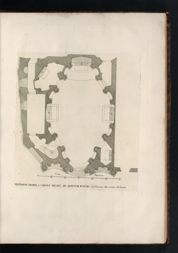 An illustration from Insignium Romae templorum prospectus exteriores interioresque a celebrioribus architectis inventi : nunc tandem suis cum plantis ac mensuris a Io. Iacobo de Rubeis Romano suis typis in lucem editi ad aedem Pacis : cum privilegio Summi Pontificis, anno MDCLXXXIII, 1683, leaf 48