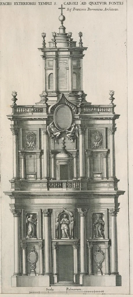An illustration from Insignium Romae templorum prospectus exteriores interioresque a celebrioribus architectis inventi : nunc tandem suis cum plantis ac mensuris a Io. Iacobo de Rubeis Romano suis typis in lucem editi ad aedem Pacis : cum privilegio Summi Pontificis, anno MDCLXXXIII, 1683, leaf 50