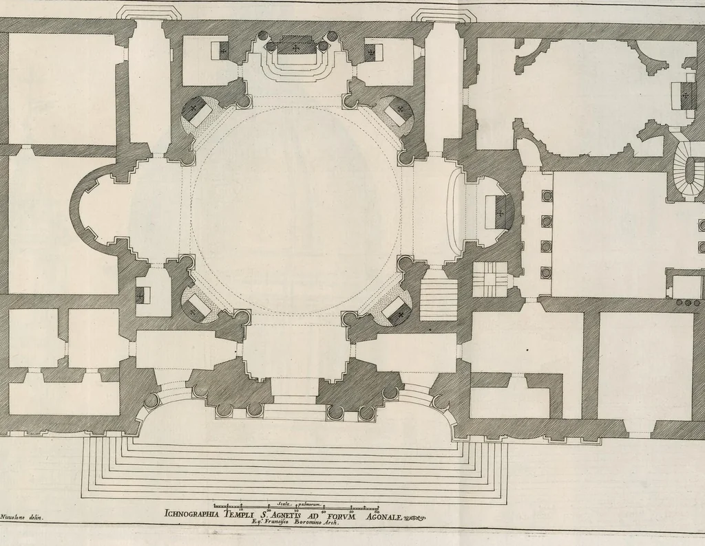 An illustration from Insignium Romae templorum prospectus exteriores interioresque a celebrioribus architectis inventi : nunc tandem suis cum plantis ac mensuris a Io. Iacobo de Rubeis Romano suis typis in lucem editi ad aedem Pacis : cum privilegio Summi Pontificis, anno MDCLXXXIII, 1683, leaf 56