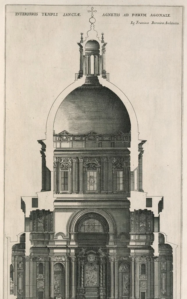 An illustration from Insignium Romae templorum prospectus exteriores interioresque a celebrioribus architectis inventi : nunc tandem suis cum plantis ac mensuris a Io. Iacobo de Rubeis Romano suis typis in lucem editi ad aedem Pacis : cum privilegio Summi Pontificis, anno MDCLXXXIII, 1683, leaf 58