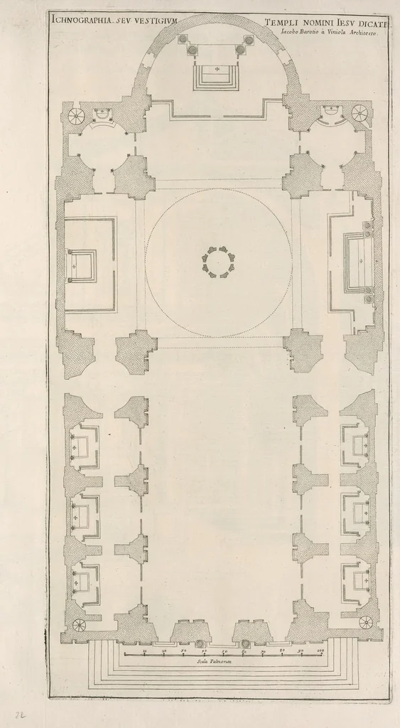 An illustration from Insignium Romae templorum prospectus exteriores interioresque a celebrioribus architectis inventi : nunc tandem suis cum plantis ac mensuris a Io. Iacobo de Rubeis Romano suis typis in lucem editi ad aedem Pacis : cum privilegio Summi Pontificis, anno MDCLXXXIII, 1683, leaf 60
