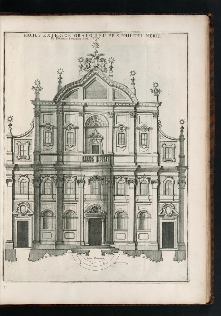 An illustration from Insignium Romae templorum prospectus exteriores interioresque a celebrioribus architectis inventi : nunc tandem suis cum plantis ac mensuris a Io. Iacobo de Rubeis Romano suis typis in lucem editi ad aedem Pacis : cum privilegio Summi Pontificis, anno MDCLXXXIII, 1683, leaf 78