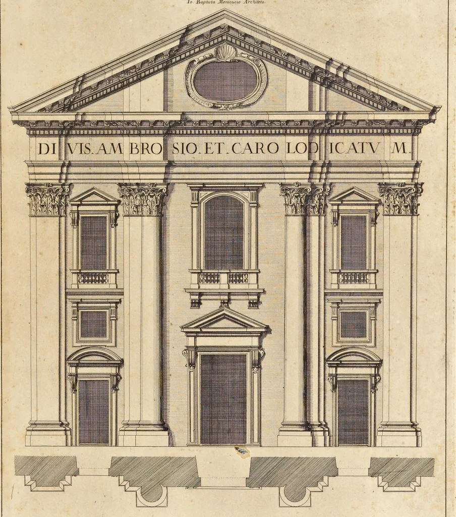An illustration from Insignium Romae templorum prospectus exteriores interioresque, a celebrioribus architectis inventi : nunc tandem suis cum plantis ac mensuris a Io. Iacobo de Rubeis Romano suis typis in lucem editi ad aedem Pacis : cum privilegio Summi Pontificis, anno MDCLXXXIIII, 1684, leaf 106