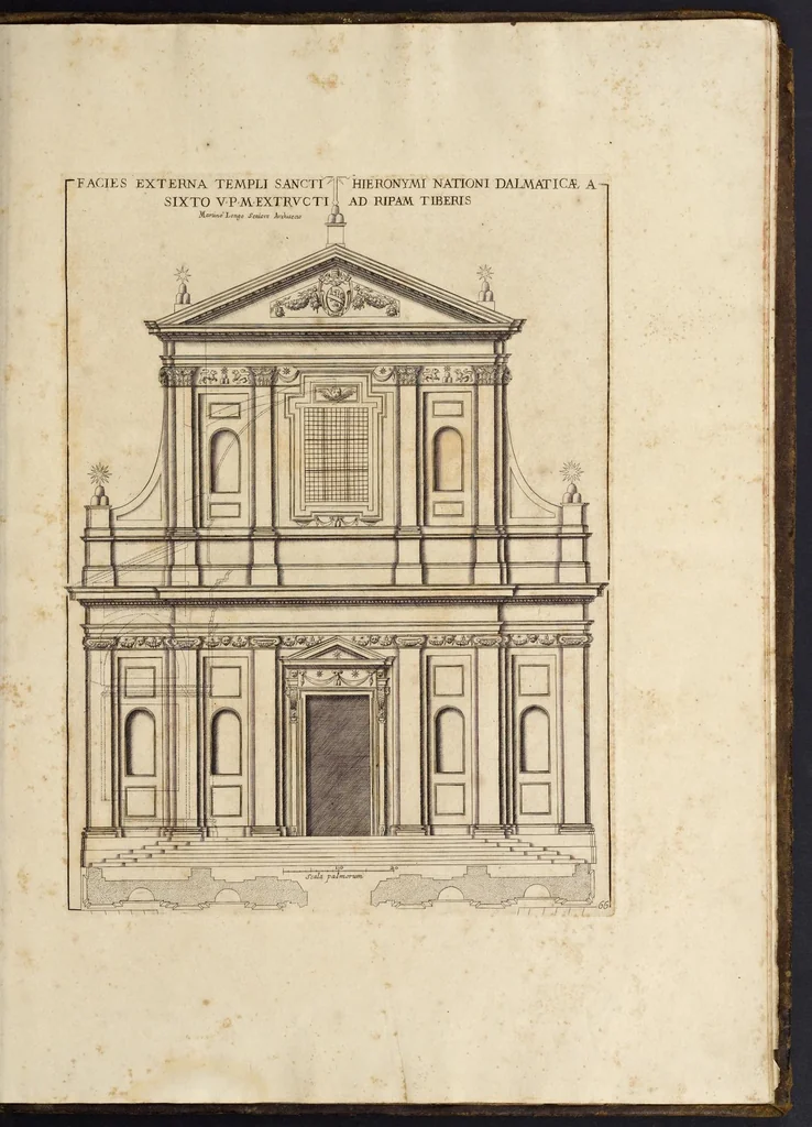 An illustration from Insignium Romae templorum prospectus exteriores interioresque, a celebrioribus architectis inventi : nunc tandem suis cum plantis ac mensuris a Io. Iacobo de Rubeis Romano suis typis in lucem editi ad aedem Pacis : cum privilegio Summi Pontificis, anno MDCLXXXIIII, 1684, leaf 134