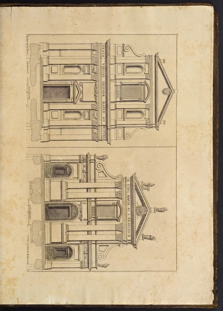 An illustration from Insignium Romae templorum prospectus exteriores interioresque, a celebrioribus architectis inventi : nunc tandem suis cum plantis ac mensuris a Io. Iacobo de Rubeis Romano suis typis in lucem editi ad aedem Pacis : cum privilegio Summi Pontificis, anno MDCLXXXIIII, 1684, leaf 144