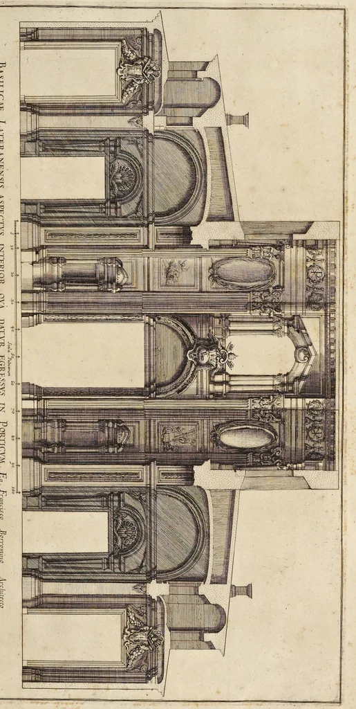 An illustration from Insignium Romae templorum prospectus exteriores interioresque, a celebrioribus architectis inventi : nunc tandem suis cum plantis ac mensuris a Io. Iacobo de Rubeis Romano suis typis in lucem editi ad aedem Pacis : cum privilegio Summi Pontificis, anno MDCLXXXIIII, 1684, leaf 26