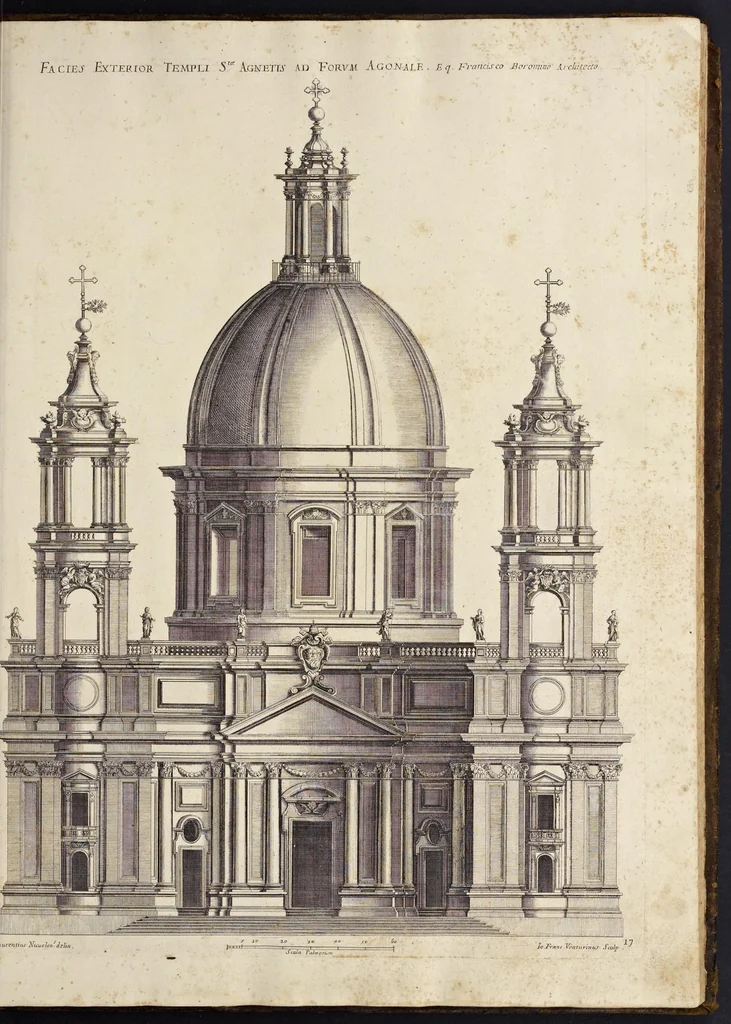 An illustration from Insignium Romae templorum prospectus exteriores interioresque, a celebrioribus architectis inventi : nunc tandem suis cum plantis ac mensuris a Io. Iacobo de Rubeis Romano suis typis in lucem editi ad aedem Pacis : cum privilegio Summi Pontificis, anno MDCLXXXIIII, 1684, leaf 36