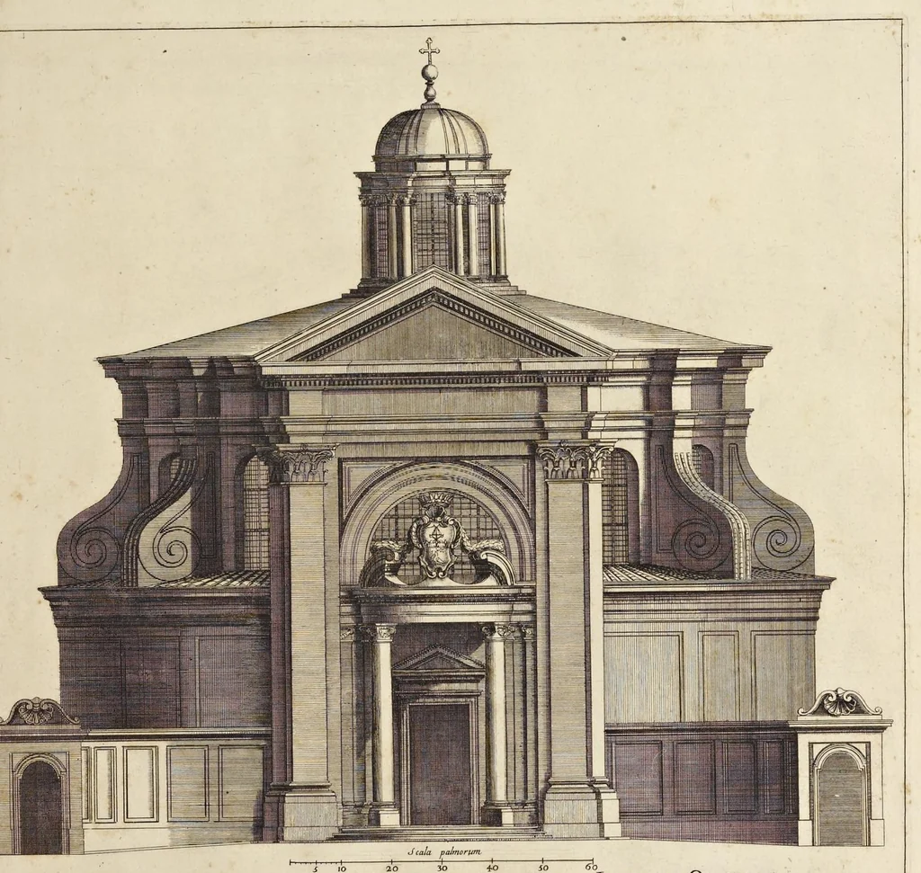 An illustration from Insignium Romae templorum prospectus exteriores interioresque, a celebrioribus architectis inventi : nunc tandem suis cum plantis ac mensuris a Io. Iacobo de Rubeis Romano suis typis in lucem editi ad aedem Pacis : cum privilegio Summi Pontificis, anno MDCLXXXIIII, 1684, leaf 48