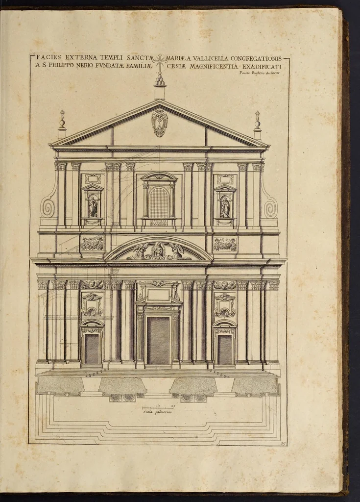 An illustration from Insignium Romae templorum prospectus exteriores interioresque, a celebrioribus architectis inventi : nunc tandem suis cum plantis ac mensuris a Io. Iacobo de Rubeis Romano suis typis in lucem editi ad aedem Pacis : cum privilegio Summi Pontificis, anno MDCLXXXIIII, 1684, leaf 60