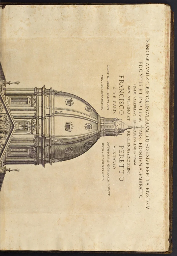 An illustration from Insignium Romae templorum prospectus exteriores interioresque, a celebrioribus architectis inventi : nunc tandem suis cum plantis ac mensuris a Io. Iacobo de Rubeis Romano suis typis in lucem editi ad aedem Pacis : cum privilegio Summi Pontificis, anno MDCLXXXIIII, 1684, leaf 90