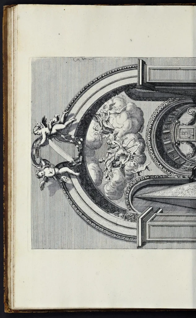 An illustration from Altaria et sacella varia templorum Romae : a celeberrimis quondam architectis structa, quibus sistuntur singulorum orthographia exterior scenographia, ichnographia cum additis ubique mensuris, 1690, leaf 31