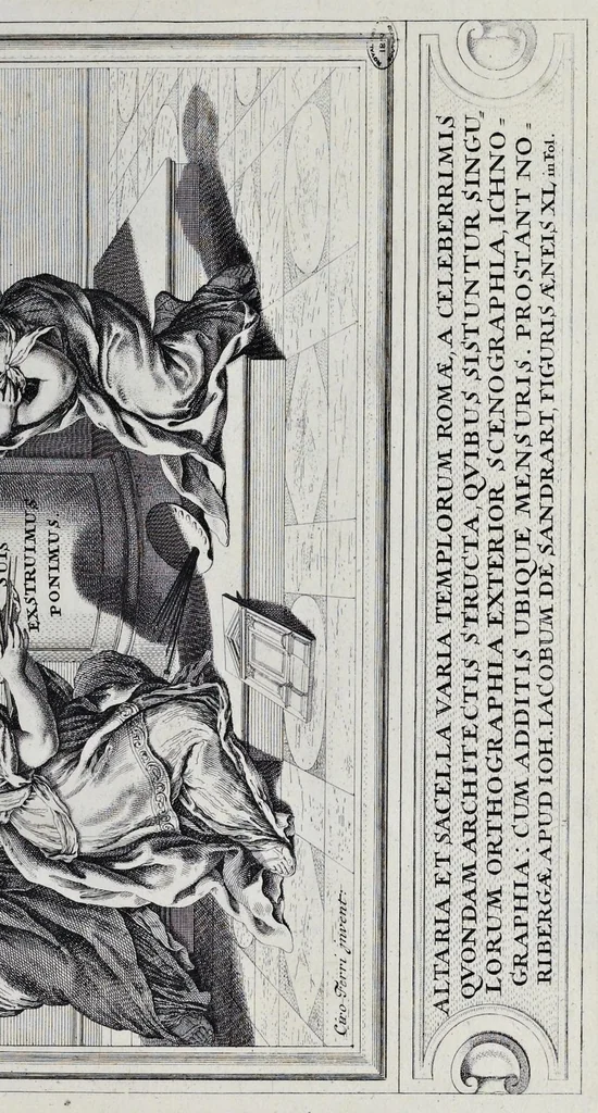 An illustration from Altaria et sacella varia templorum Romae : a celeberrimis quondam architectis structa, quibus sistuntur singulorum orthographia exterior scenographia, ichnographia cum additis ubique mensuris, 1690, leaf 6