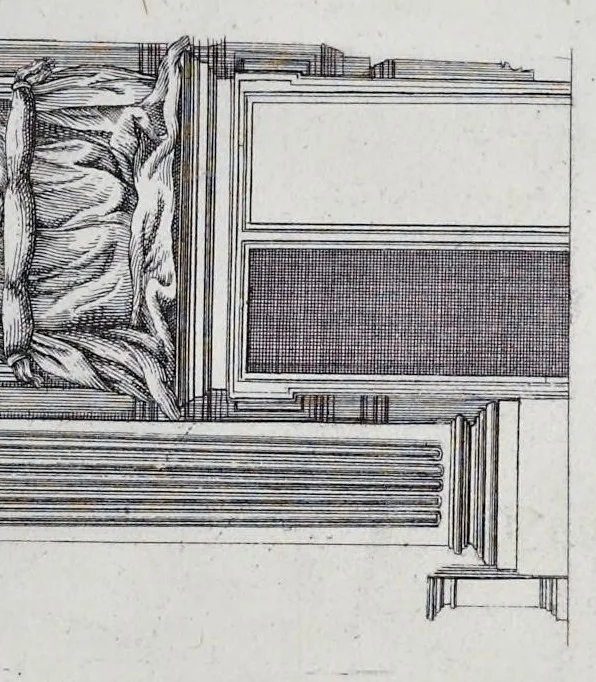An illustration from Altaria et sacella varia templorum Romae : a celeberrimis quondam architectis structa, quibus sistuntur singulorum orthographia exterior scenographia, ichnographia cum additis ubique mensuris, 1690, leaf 72