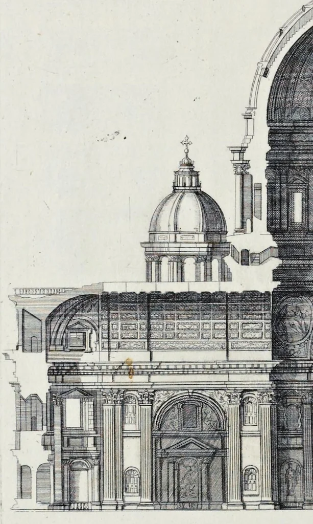 An illustration from Insignium Romae templorum prospectus exteriores et interiores, a celebrioribus architectis inuenti : nunc tandem suis cum plantis ac mensuris septuaginta tribus figuris aeri incisis, in luce[m] editi, 1690, leaf 11