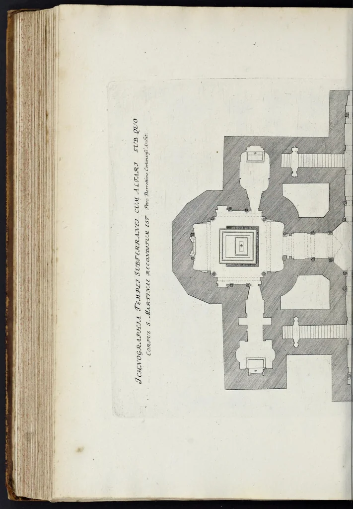 An illustration from Insignium Romae templorum prospectus exteriores et interiores, a celebrioribus architectis inuenti : nunc tandem suis cum plantis ac mensuris septuaginta tribus figuris aeri incisis, in luce[m] editi, 1690, leaf 143