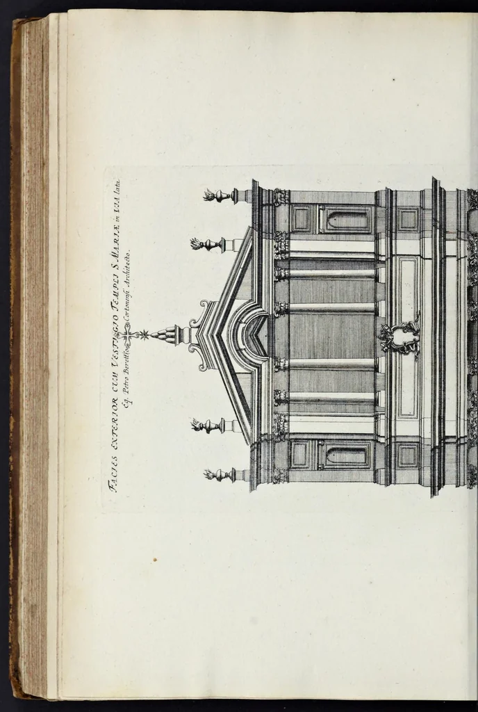 An illustration from Insignium Romae templorum prospectus exteriores et interiores, a celebrioribus architectis inuenti : nunc tandem suis cum plantis ac mensuris septuaginta tribus figuris aeri incisis, in luce[m] editi, 1690, leaf 201