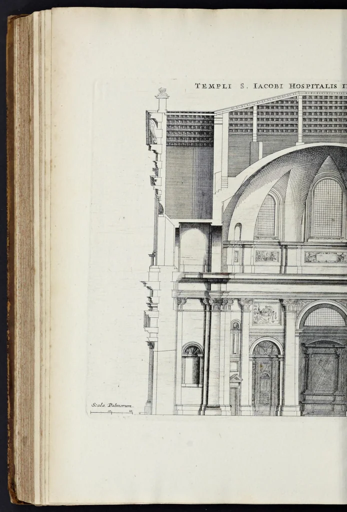 An illustration from Insignium Romae templorum prospectus exteriores et interiores, a celebrioribus architectis inuenti : nunc tandem suis cum plantis ac mensuris septuaginta tribus figuris aeri incisis, in luce[m] editi, 1690, leaf 233