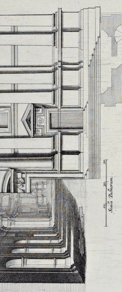 An illustration from Insignium Romae templorum prospectus exteriores et interiores, a celebrioribus architectis inuenti : nunc tandem suis cum plantis ac mensuris septuaginta tribus figuris aeri incisis, in luce[m] editi, 1690, leaf 76