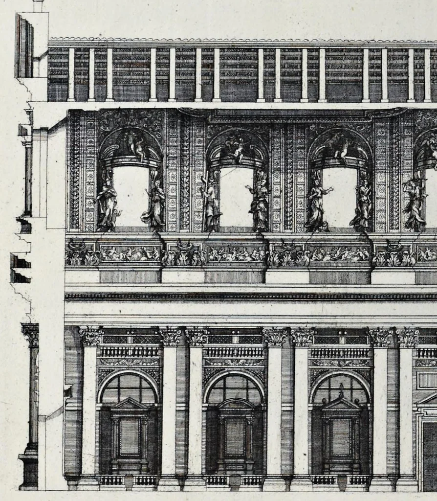 An illustration from Insignium Romae templorum prospectus exteriores et interiores, a celebrioribus architectis inuenti : nunc tandem suis cum plantis ac mensuris septuaginta tribus figuris aeri incisis, in luce[m] editi, 1690, leaf 79