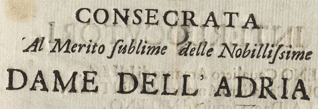 An illustration from La Fedeltà consolata dalla Speranza : serenata consecrata al merito sublime delle nobillissime dame dell' Adria, 1685, leaf 6