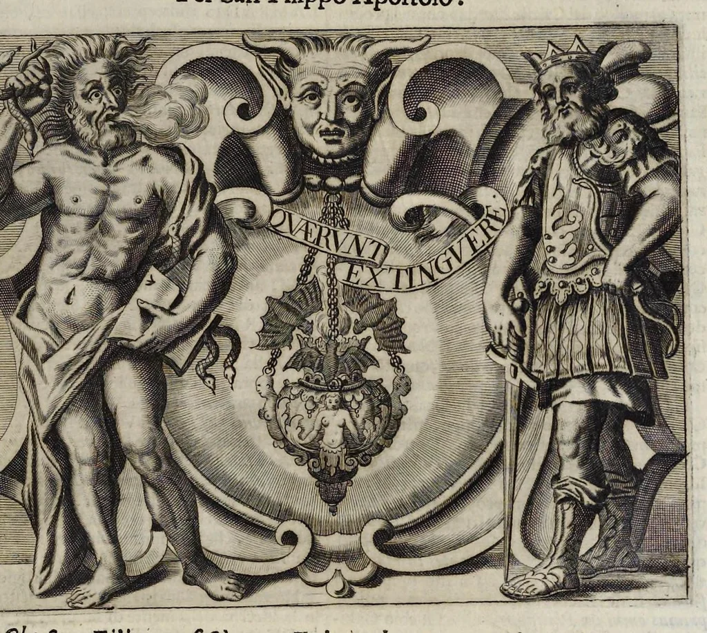 An illustration from Simboli festiui : per le solennità principali di Christo nostro signore, della Beata Vergine Maria, degl'apostoli, e d'altri santi, che frà l'anno da chiesa santa di suo precetto si celebrano, 1698, leaf 114