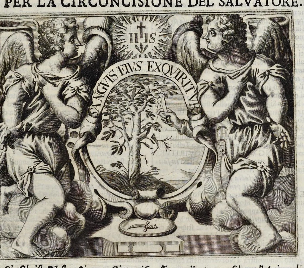 An illustration from Simboli festiui : per le solennità principali di Christo nostro signore, della Beata Vergine Maria, degl'apostoli, e d'altri santi, che frà l'anno da chiesa santa di suo precetto si celebrano, 1698, leaf 24